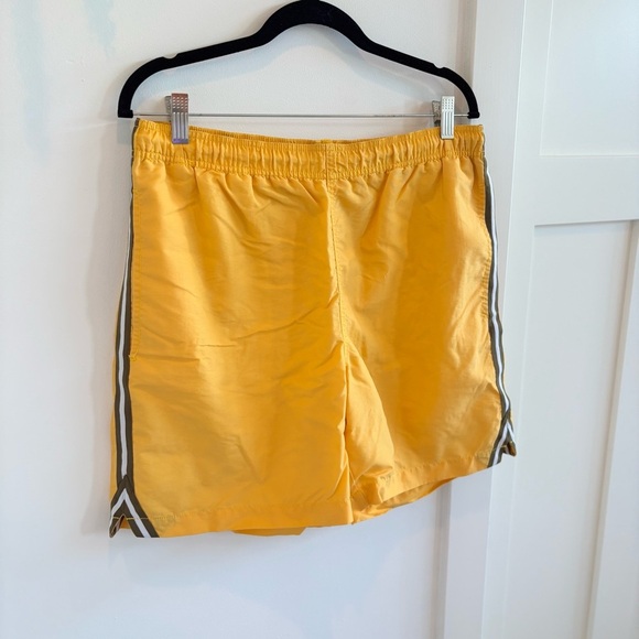 Harrison&Taylor Vintage 90's Men's Yellow Swim Trunks Olive Green Stripe Size M - Picture 3 of 9